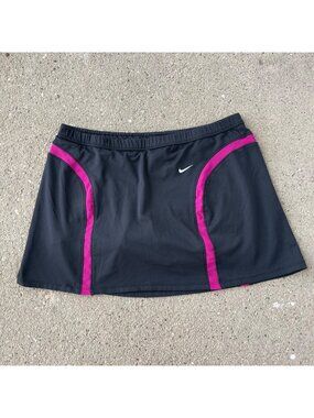 Vintage Y2K Nike Athletic Mini Skirt Skort Black Pink M Goth Rave Emo Streetwear